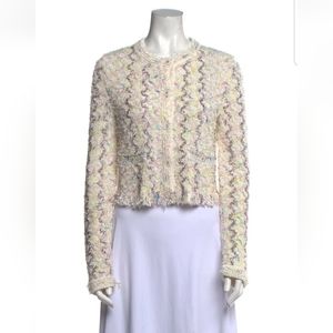 FINAL WEEKEND AVAILABLE Chanel 22P Ecru Multicolored Tweed Cardigan Size 38